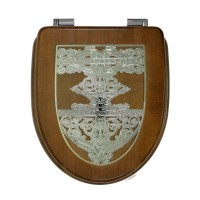 Крышка-сиденье Migliore Milady 24341 ореховая с декором, с микролифтом, петли хром
