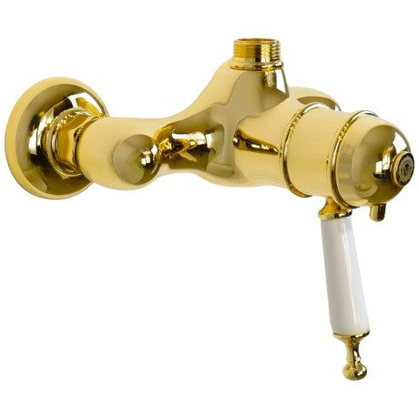 OXFORD См-ль д/душ. колонны моноком., термостат. внешний, выход М3/4", ручка белая, золото