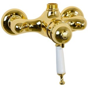 OXFORD См-ль д/душ. колонны моноком., термостат. внешний, выход М3/4", ручка белая, золото