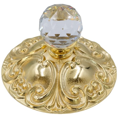 CRISTALIA Баночка низкая, H13 см. с крышкой, стекло/золото/Crystal