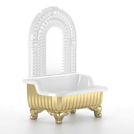 OLIVIA ZAMPA Раковина напольная золото с пристенной панелью бел. 840x555хH1205 мм. 2 отв. под см-ль