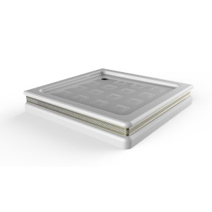 Поддон душевой, квадратный, 90х90хH16 см, стеклокомпозит, белый декор бронза