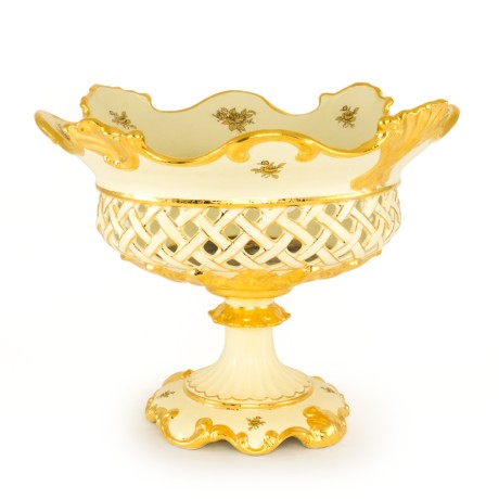 BAROQUE Ваза настольная 44,5х42х34 см, керамика, цвет кремовый, декор золото