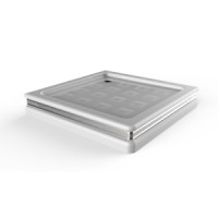 Поддон душевой, квадратный, 90х90хH16 см, стеклокомпозит, белый декор хром