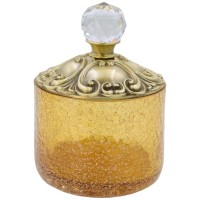 CRISTALIA Баночка высокая, H16 см. с крышкой, стекло/бронза/Crystal