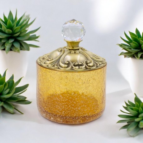 CRISTALIA Баночка высокая, H16 см. с крышкой, стекло/бронза/Crystal