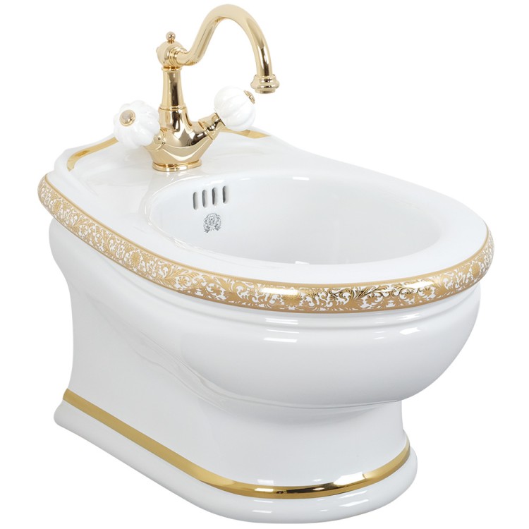 Биде подвесные Migliore Milady 24367 белое с декором Russo-золото