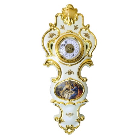 BAROQUE Часы настенные 33хН75 см, керамика, цвет кремовый, декор золото