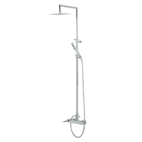 STONE Душевой настенный гарнитур (см-ль д/душа-упр.сбоку/колонна душ/верхн.душ/шланг/ручн.душ),хром