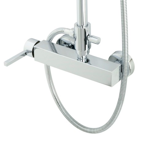 STONE Душевой настенный гарнитур (см-ль д/душа-упр.сбоку/колонна душ/верхн.душ/шланг/ручн.душ),хром