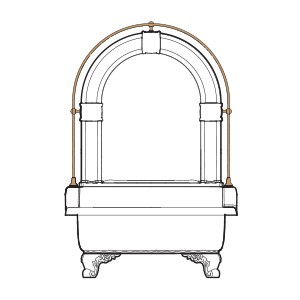 OLIVIA ZAMPA Раковина напольная бел с пристенной панелью бел и галереей бронза. 840x555хH1205 мм