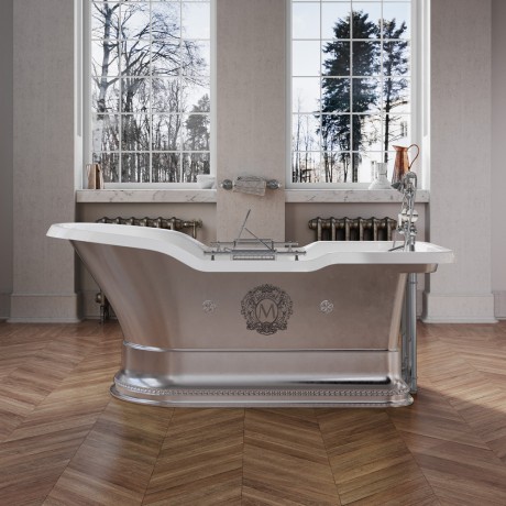 IMPERO PODIUM Ванна 180x87хH76 см. хром/золото, подиум хром, слив/перелив золото+ 2 дек." MIGLIORE"