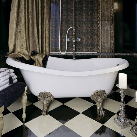 BELLA Ванна 170x80xH74 см. на лапах "MIGLIORE", белая, слив/перелив бронза