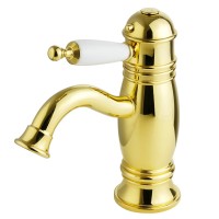 OXFORD См-ль д/раковины моноком, термостат, донный клапан &quot;click-clack&quot;, ручка(сверху) белая, золото