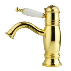 OXFORD См-ль д/раковины моноком, термостат, донный клапан &quot;click-clack&quot;, ручка(сверху) белая, золото