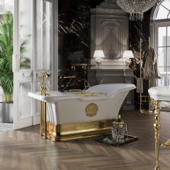 IMPERO PODIUM Ванна 180x87хH76 см. бел, подиум золото, слив золото+ 1 дек." MIGLIORE" без отв. под с