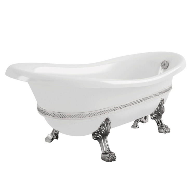 Ванна Migliore Bella Decor 26990 177x80 см, белая, отдельностоящая, с декоративными ножками Leone Standart, cо сливом-переливом хром