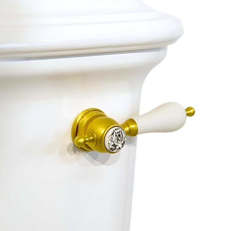 Унитаз Migliore Bella Uno 36503 с бачком на низкой трубе, выпуск в стену, с ручкой смыва бронза