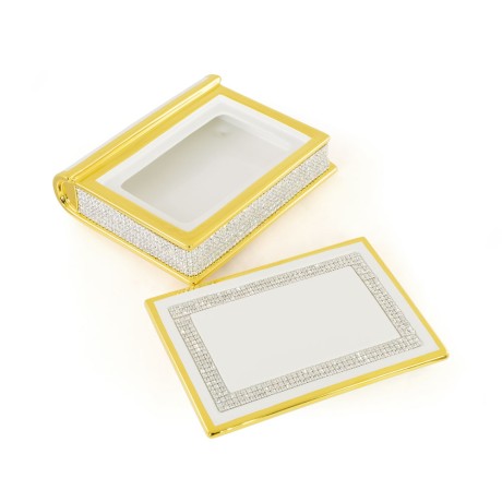 DUBAI Шкатулка книга 24,5х20,5хH.7 см., керамика, цвет белый, декор золото, swarovski