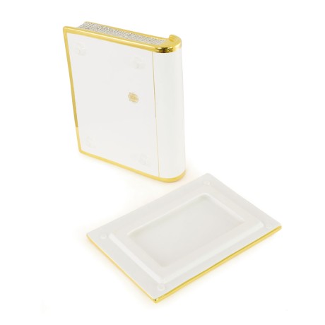 DUBAI Шкатулка книга 24,5х20,5хH.7 см., керамика, цвет белый, декор золото, swarovski