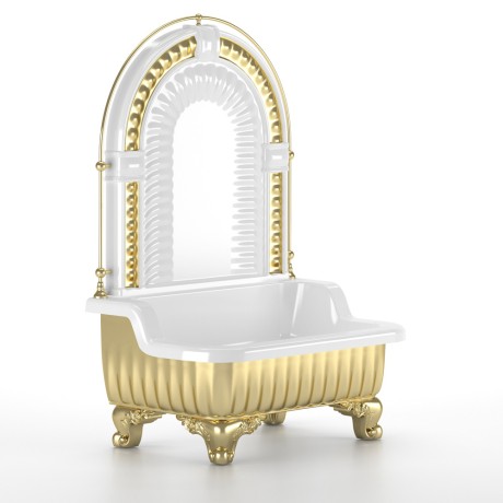 OLIVIA ZAMPA Раковина напольная золото с пристенной панель и галереей золото 840x555хH1205 мм 2 отв.