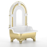 OLIVIA ZAMPA Раковина напольная золото с пристенной панель и галереей золото 840x555хH1205 мм 2 отв.