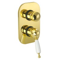 OXFORD См-ль скрытого монтажа моноком., 4-х позиционный с девиатором, ручка белая, золото