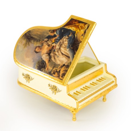 BAROQUE Шкатулка рояль 28х20 см, керамика, цвет кремовый, декор золото