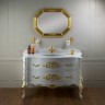 VIRGINIA Комплект 139 см. LACATTO BIANCO/дек.золото, стол-ца BIANCO CRISTAL, рак-на, ручки зол.