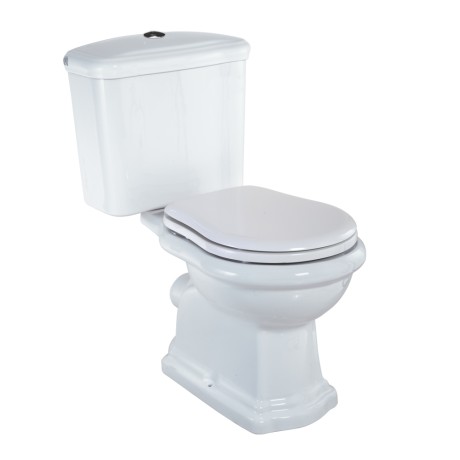 BELLA Комплект унитаз моноблок выпуск в стену, бачок с кнопкой хром, белый (БЕЗ КРЫШКИ)