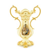 BAROQUE Ваза с ручками 45х29хН64 см, керамика, цвет кремовый, декор золото