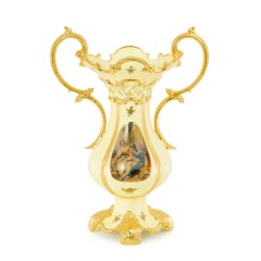 BAROQUE Ваза с ручками 45х29хН64 см, керамика, цвет кремовый, декор золото