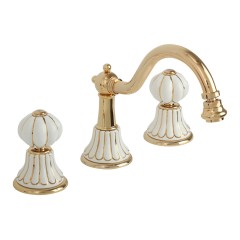 OLIVIA См-ль д/биде, на 3 отв., донный клапан &quot;click-clack&quot;, бел. с золотым декором/золото