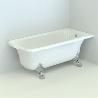 Ванна Migliore Olivia Ang 27005 174x80 см, белая, пристенная, с декоративными ножками Leone Standart, cо сливом-переливом хром