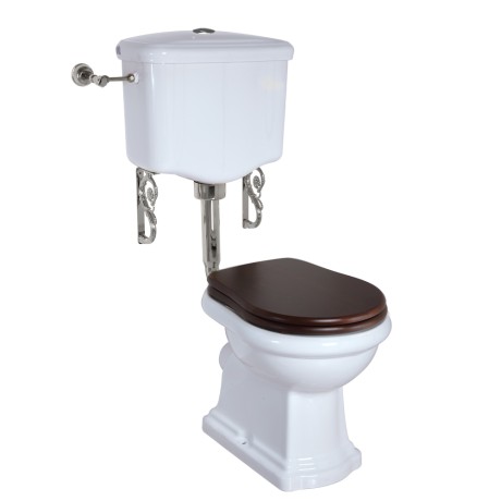 BELLA Комплект унитаз напольный выпуск в стену, бачок низкий с кнопкой хром, белый (БЕЗ КРЫШКИ)