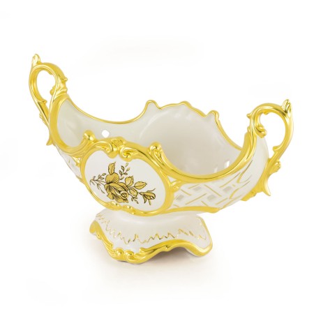 FIORI GOLD Ваза настольная 41х23хH25 см, керамика, цвет белый, декор золото