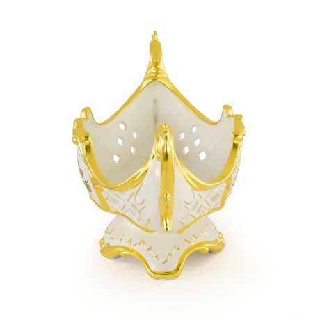 FIORI GOLD Ваза настольная 41х23хH25 см, керамика, цвет белый, декор золото