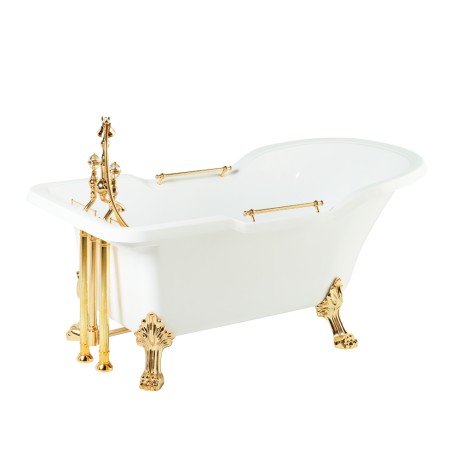 IMPERO Ванна 180x87хH76 см. белая, на лапах "LEONE" LUX слив/перелив золото