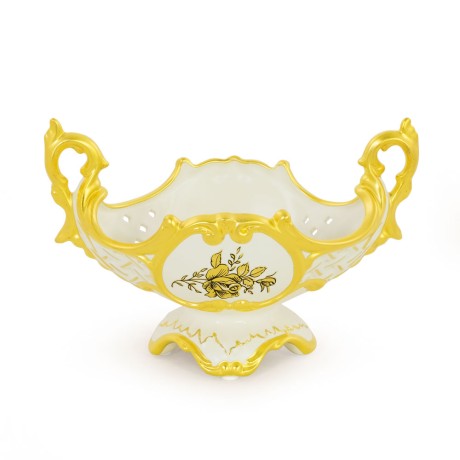 FIORI GOLD Ваза настольная 28х16хH18 см, керамика, цвет белый, декор золото