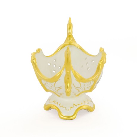 FIORI GOLD Ваза настольная 28х16хH18 см, керамика, цвет белый, декор золото