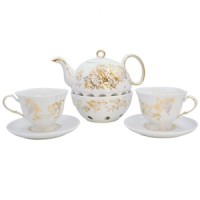 Набор чайный с подогревом вариант 1 (комплект: чайник, подставка, 2 чашки, 2 блюдца)