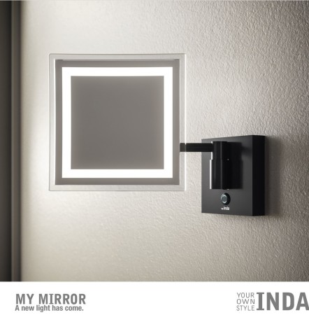 MY MIRROR Зеркало квадрат, настен-е косметич.3х крат.цвелич, регул-ка теплоты, тач упр. черный мат