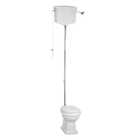 BELLA Комплект унитаз напольный выпуск в стену, бачок высокий с цепочкой хром, белый (БЕЗ КРЫШКИ)