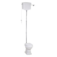 BELLA Комплект унитаз напольный выпуск в стену, бачок высокий с цепочкой хром, белый (БЕЗ КРЫШКИ)