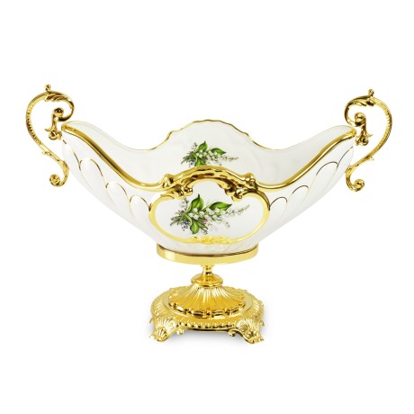 PRIMAVERA Ваза с ручками 53х38х25,5 см, керамика, цвет белый, декор золото