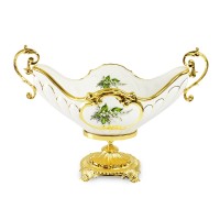 PRIMAVERA Ваза с ручками 53х38х25,5 см, керамика, цвет белый, декор золото