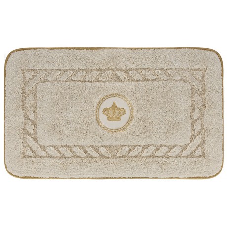 Коврик д/ванной комнаты 60х100 см., вышивка логотип КОРОНА, кремовый, окантовка золото