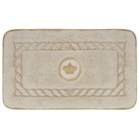 Коврик д/ванной комнаты 60х100 см., вышивка логотип КОРОНА, кремовый, окантовка золото