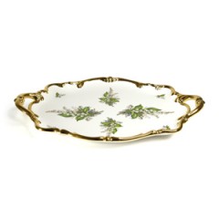 PRIMAVERA Поднос с ручками 46х32хH6 см, керамика, цвет белый, декор золото