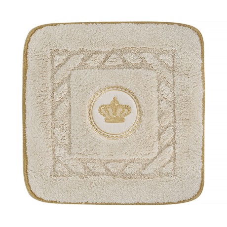Коврик д/ванной комнаты 60х60 см., вышивка логотип КОРОНА, кремовый, окантовка золото